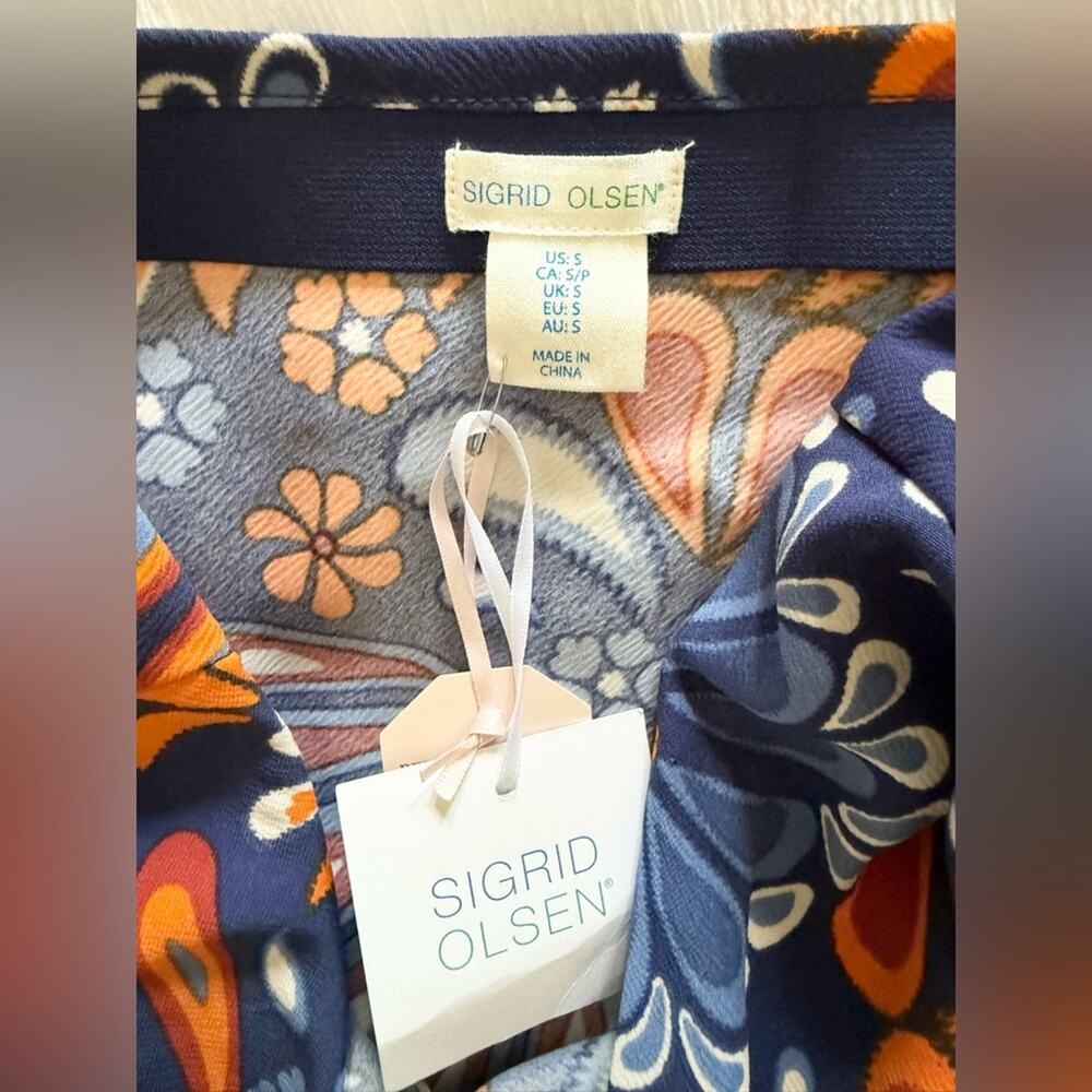 NWT Sigrid Olsen Flowers Floral Midi Skirt Orange Purple Funky Size Small - Picture 5 of 6